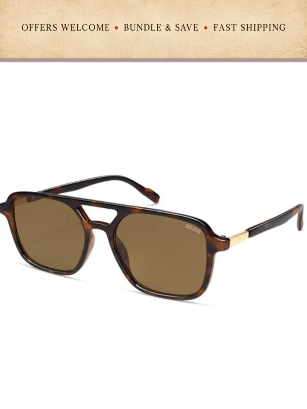 Retro Rectangular Aviator Sunglasses UV400 Full Frame Adult
